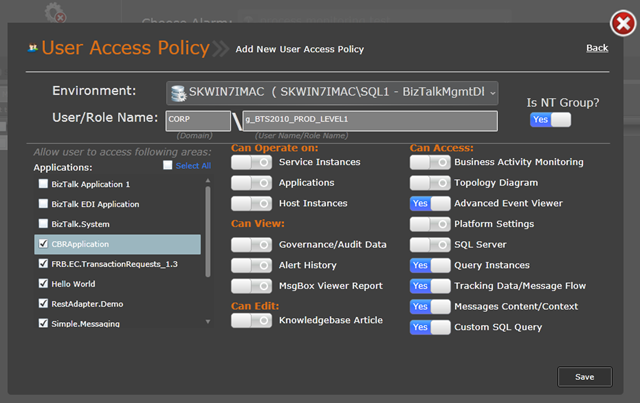 biztalk user access policy