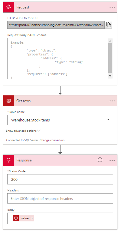 Return StockItems records to the caller-On-Premises Data Gateway