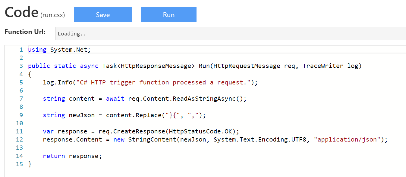 The two JSON response bodies are concatenated together when calling the fun...