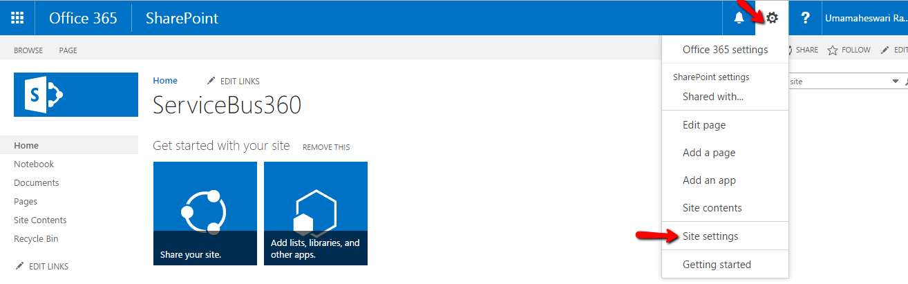 home page of sharepoint
