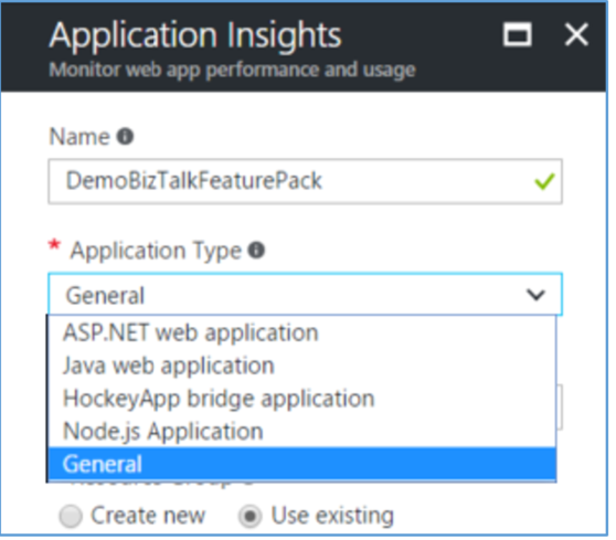 Azure Application Insights - App Type