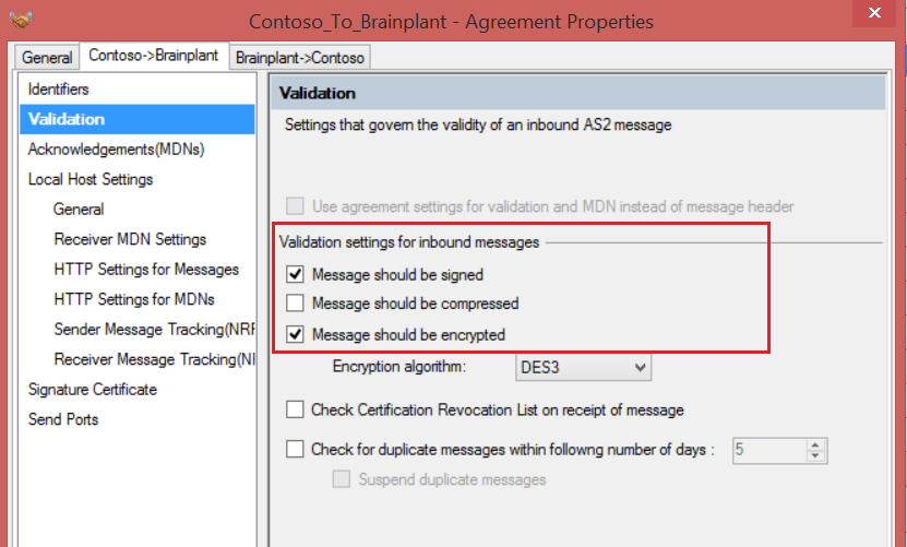 selecting signing & encryption options
