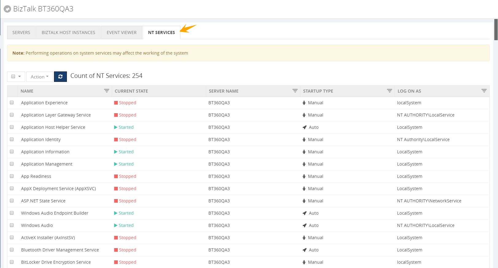 Accessing the NT service 