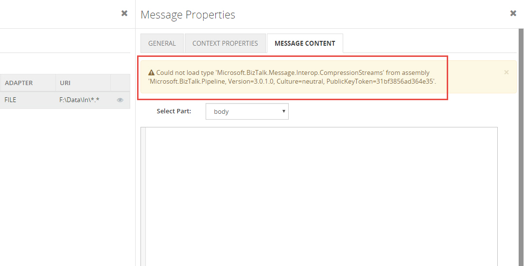 Content properties and Message content in BizTalk360