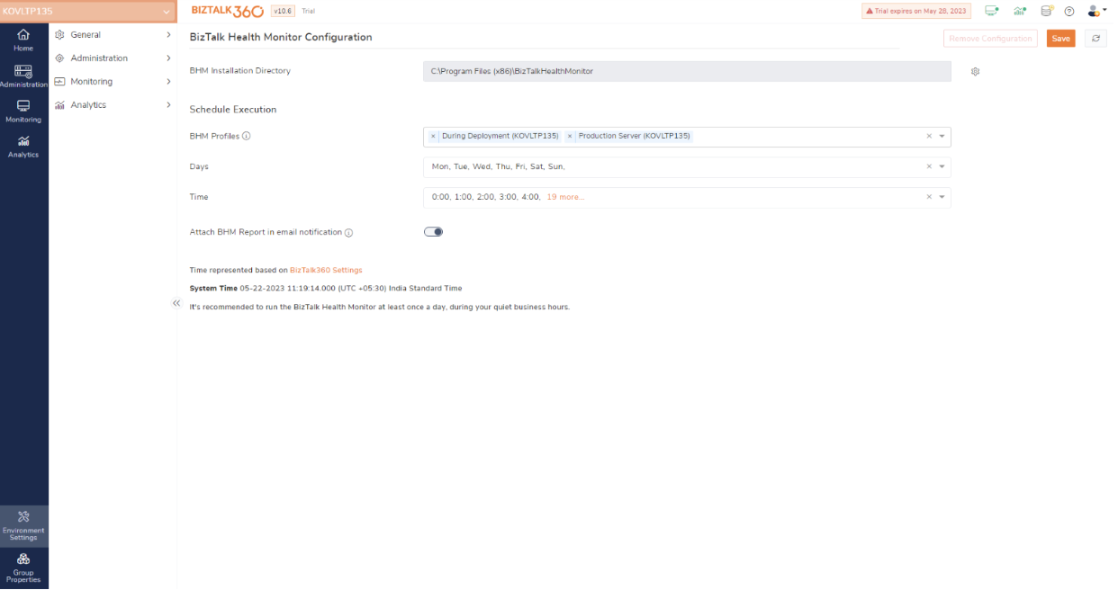 Configure BizTalk Health Monitor