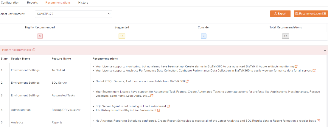 How BizTalk360 Advisor recommends utilizing the features to full extend?-5