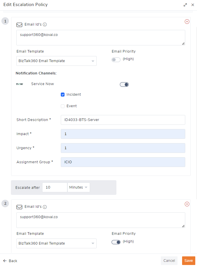 Escalation alert in Servicenow